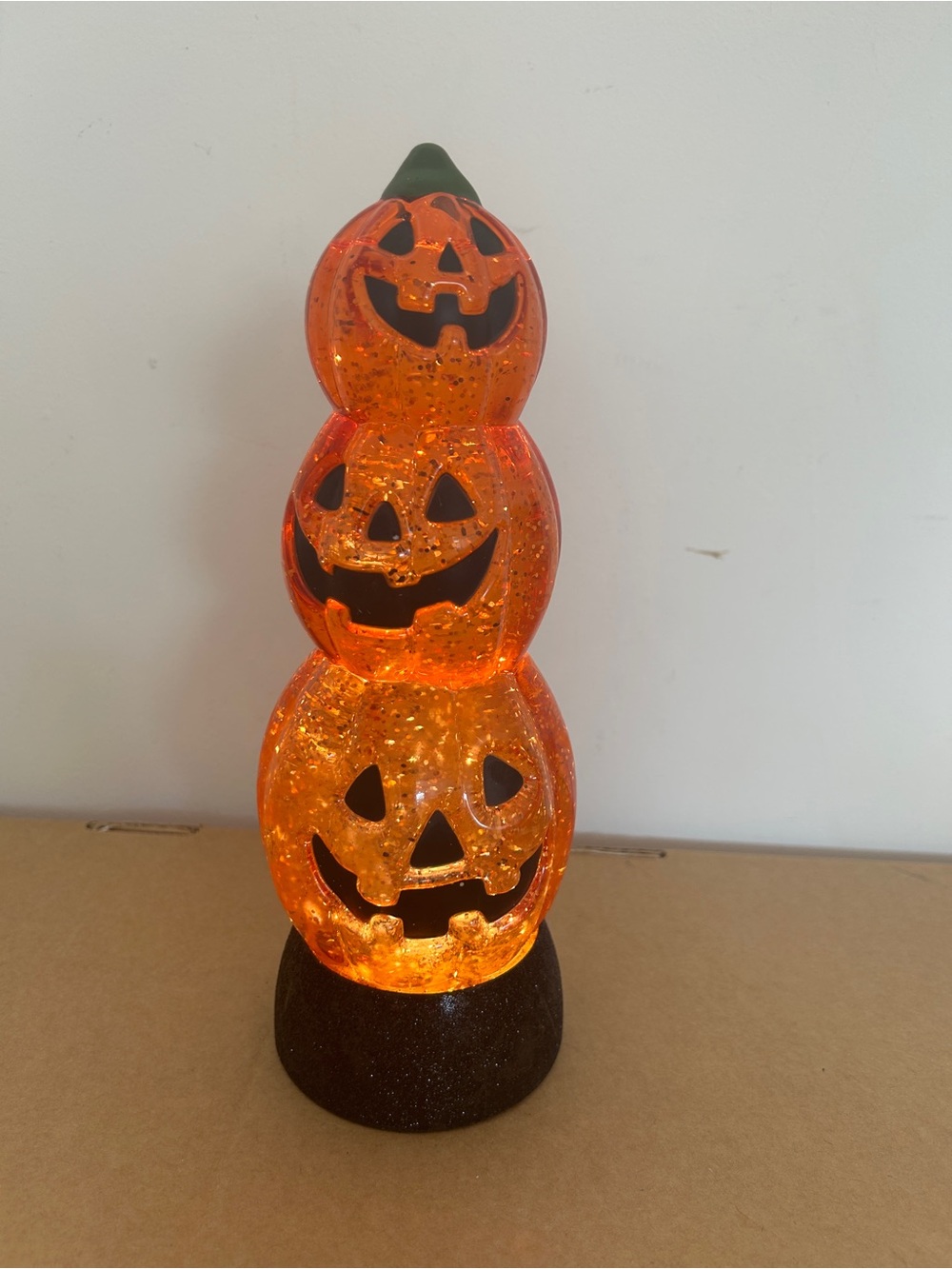 Illuminated Glitter Pumpkin Figure by Valerie